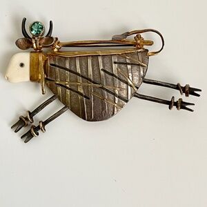 Carolyn Morris Bach Pin Brooch 18K and Sterling Silver